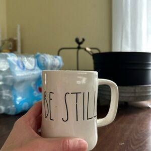 Rae Dunn Cream Mug with Black Text